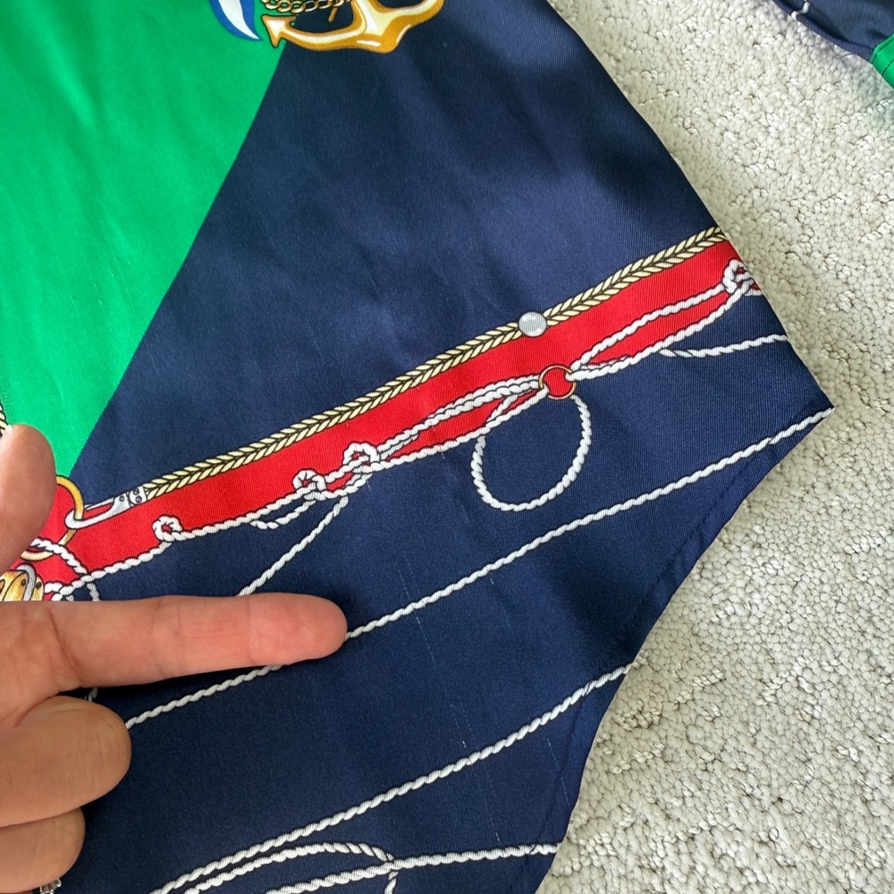 Lauren Ralph Lauren Button Down Women M Navy Nautical Scarf Print Anchor Shirt - Picture 6 of 11